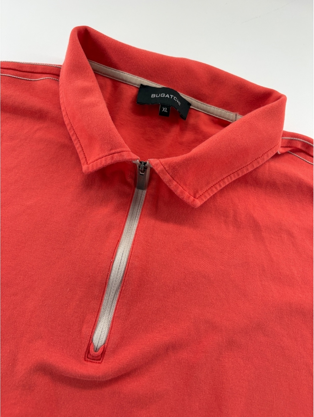 Bugatchi Coral 1/4 Zip Polo Men XL Contrast Stitch